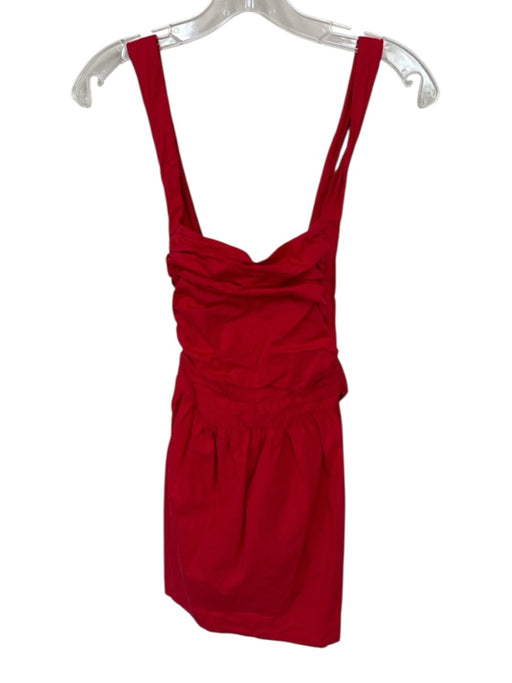 Free People Size M Red Cotton Sleeveless Gathered Side Back Tie Dress Red / M