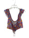 For Love & Lemons Size M Multi Ecovera Flutter Sleeves Flowers Cropped Top Multi / M