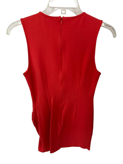 Superdown Size L Tomato Rayon Sleeveless Gathered Side Back Zip V Neck Dress Tomato / L