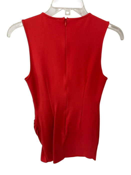 Superdown Size L Tomato Rayon Sleeveless Gathered Side Back Zip V Neck Dress Tomato / L