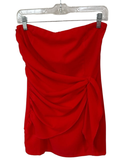 Superdown Size M Tomato Polyester Side Zip Front Tie Strapless Dress Tomato / M
