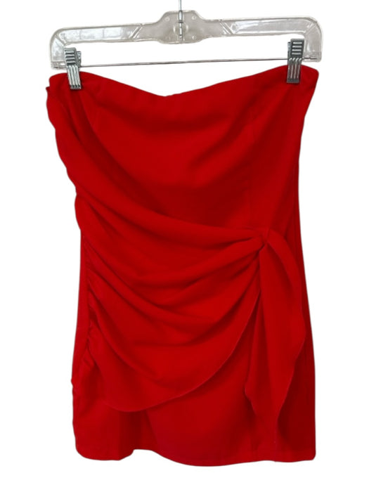 Superdown Size M Tomato Polyester Side Zip Front Tie Strapless Dress Tomato / M