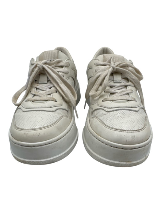 Gucci Shoe Size 38.5 White Leather Upper Perforated Guccissima Low Top Sneakers White / 38.5