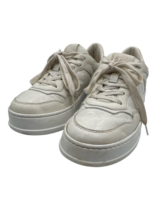 Gucci Shoe Size 38.5 White Leather Upper Perforated Guccissima Low Top Sneakers White / 38.5