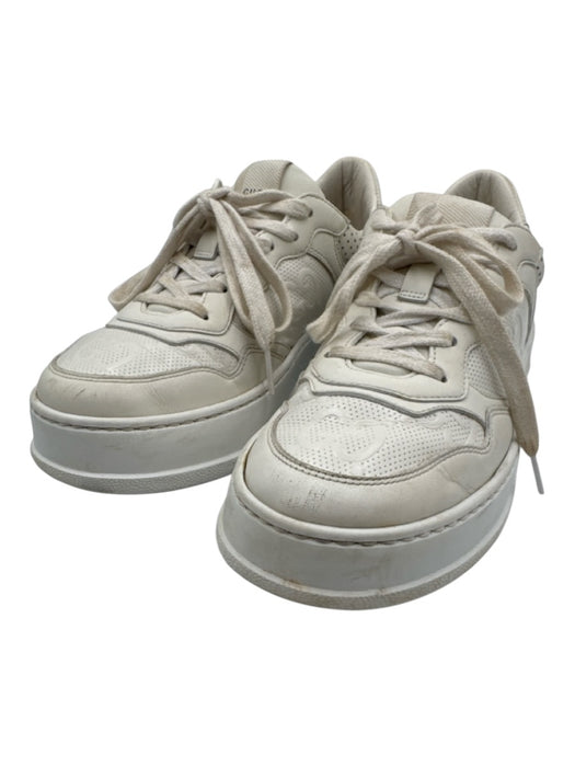 Gucci Shoe Size 38.5 White Leather Upper Perforated Guccissima Low Top Sneakers White / 38.5