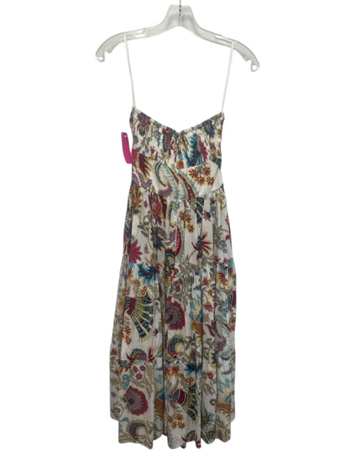 Charina Sarte Size XS White & Multi Cotton Floral Paisley Strapless Dress White & Multi / XS
