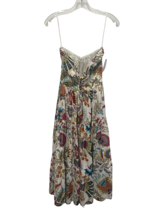 Charina Sarte Size XS White & Multi Cotton Floral Paisley Strapless Dress White & Multi / XS