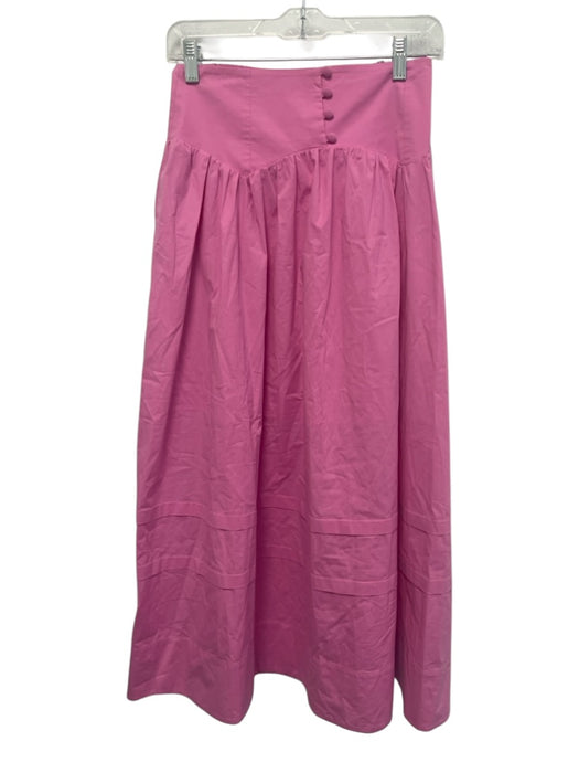 Maeve Size S Pink Cotton Blend Shirred Back Yoke Detail Gathered Waist Skirt Pink / S