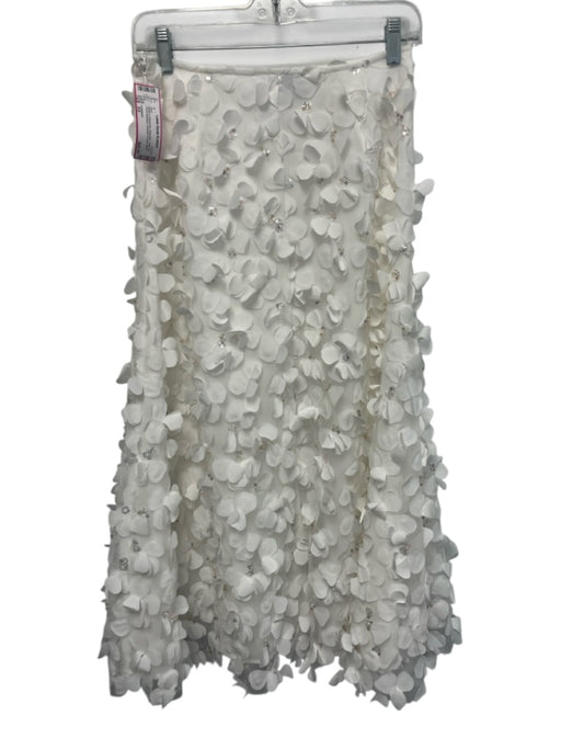 Luminary Size XS White & Iridescent Polyester Side Zip Floral Applique Skirt White & Iridescent / XS