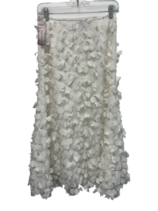 Luminary Size XS White & Iridescent Polyester Side Zip Floral Applique Skirt White & Iridescent / XS