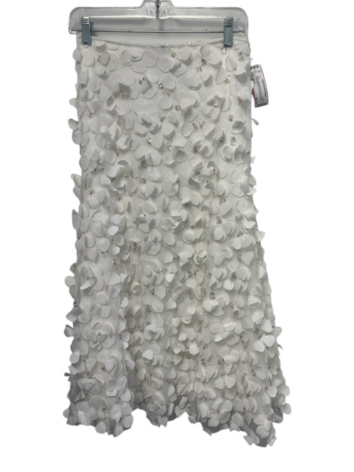 Luminary Size XS White & Iridescent Polyester Side Zip Floral Applique Skirt White & Iridescent / XS