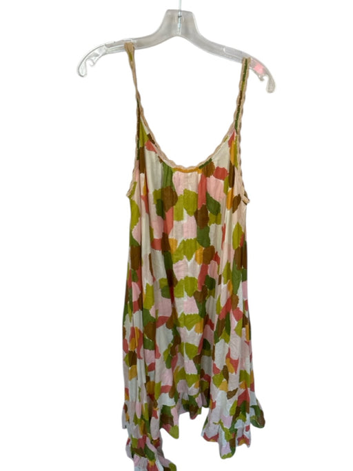 THML Size M Multi Cotton Scoop Back Spaghetti Strap Maxi Tiered Dress Multi / M