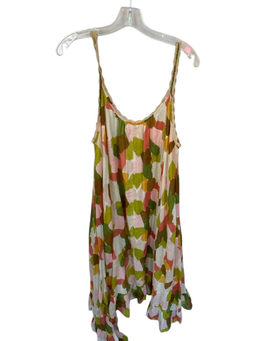 THML Size M Multi Cotton Scoop Back Spaghetti Strap Maxi Tiered Dress Multi / M