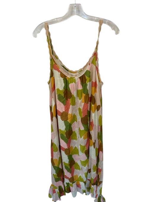THML Size M Multi Cotton Scoop Back Spaghetti Strap Maxi Tiered Dress Multi / M