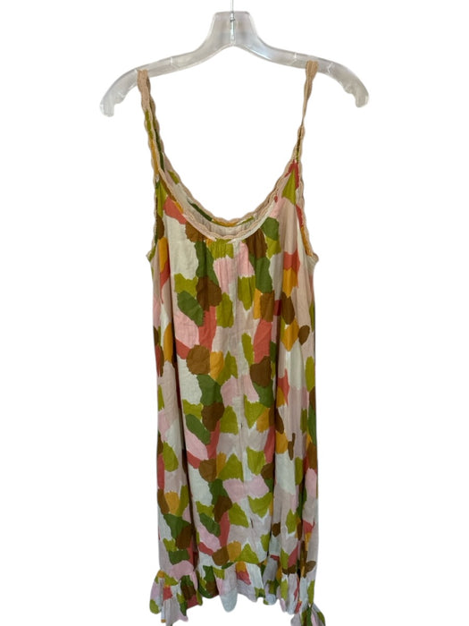 THML Size M Multi Cotton Scoop Back Spaghetti Strap Maxi Tiered Dress Multi / M