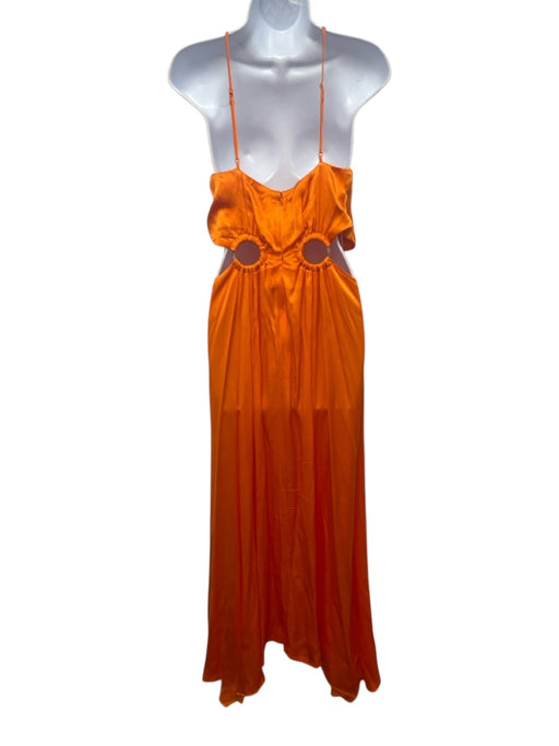 Elliatt Size S Orange Viscose Satin Halter O Ring Maxi Dress Orange / S