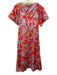 Farm Rio Size Small Purple, Red, Green Cotton Short Balloon Sleeve Floral Dress Purple, Red, Green / Small