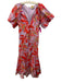 Farm Rio Size Small Purple, Red, Green Cotton Short Balloon Sleeve Floral Dress Purple, Red, Green / Small