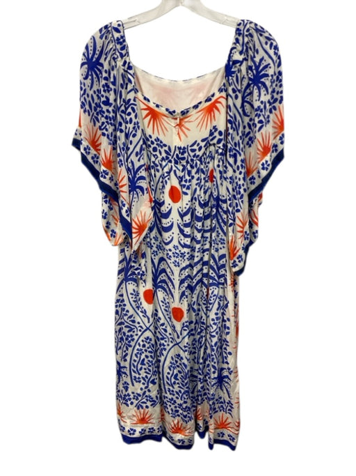 Farm Rio Size Small Blue, Orange, White Viscose Long Sleeve Floral Midi Dress Blue, Orange, White / Small