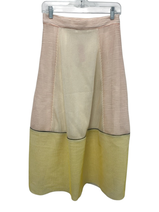 Maje Size Medium Orange, Yellow, White Polyester Blend Paneled Mesh Maxi Skirt Orange, Yellow, White / Medium