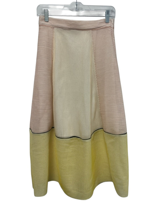 Maje Size Medium Orange, Yellow, White Polyester Blend Paneled Mesh Maxi Skirt Orange, Yellow, White / Medium
