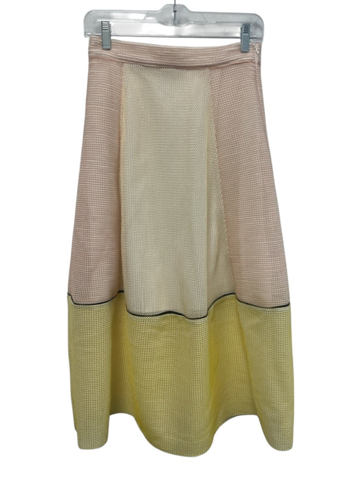 Maje Size Medium Orange, Yellow, White Polyester Blend Paneled Mesh Maxi Skirt Orange, Yellow, White / Medium
