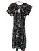 Anthropologie Size S Black & Multi Cotton Floral V Neck Smocked Waist Maxi Dress Black & Multi / S