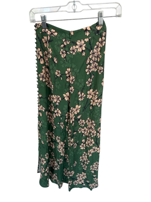 Kachel x Anthropologie Size 0 Green & Peach Viscose Floral Maxi Front Slit Skirt Green & Peach / 0