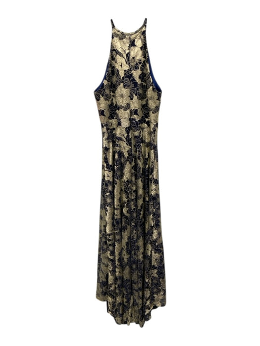 Betsey & Adam Size 6P Navy, Black, Gold Polyester Blend Sleeveless Floral Gown Navy, Black, Gold / 6P