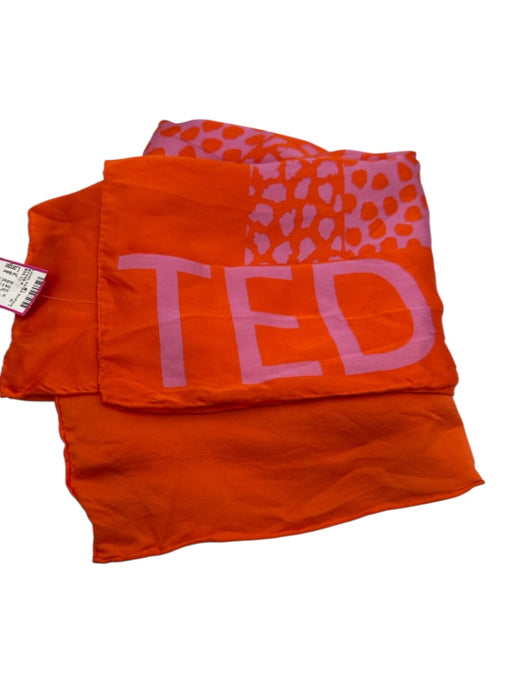 Ted Baker Pink & Orange Rectangle Floral & Abstract Logo Rolled Edges scarf Pink & Orange / Large