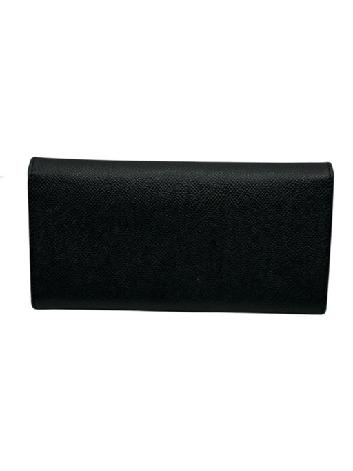 Salvatore Ferragamo Black Leather Flap Gold Hardware Horse Bit Wallets Black