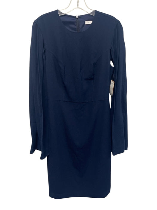 Trina Turk Size 8 Navy Blue Polyester Pleat Detail Open Sleeve Cape Detail Dress Navy Blue / 8