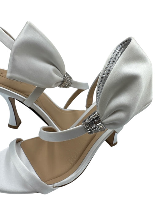 Ted Baker Shoe Size 7 White Satin Bow detail Bedazzled Slip On Stiletto Sandals White / 7
