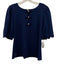 Lilly Pulitzer Size M Dark Blue Rayon & Nylon Short Puff Sleeve Bow Detail Top Dark Blue / M