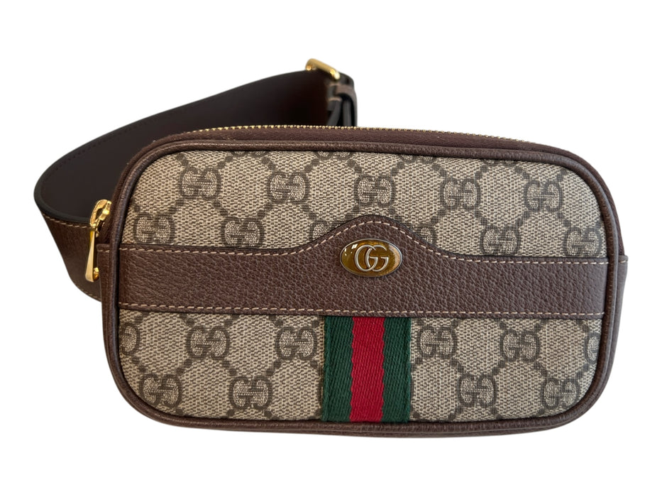Gucci Brown, Green & Red Canvas & Leather Belt bag Logo Accessories - Women Brown, Green & Red