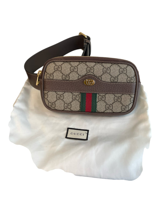 Gucci Brown, Green & Red Canvas & Leather Belt bag Logo Accessories - Women Brown, Green & Red