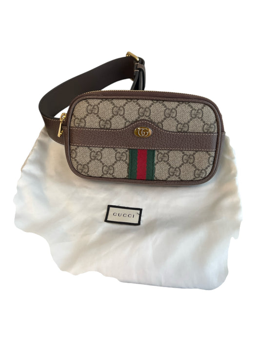 Gucci Brown, Green & Red Canvas & Leather Belt bag Logo Accessories - Women Brown, Green & Red