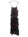 Farm Rio Size L Black, Red, Multi Viscose Sleeveless Floral Print Midi Dress Black, Red, Multi / L
