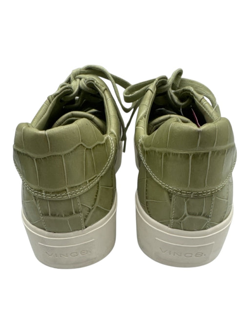 Vince Shoe Size 7.5 Olive Green Embossed Leather Lace Up Low Top Sneakers Olive Green / 7.5