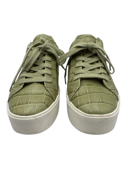 Vince Shoe Size 7.5 Olive Green Embossed Leather Lace Up Low Top Sneakers Olive Green / 7.5