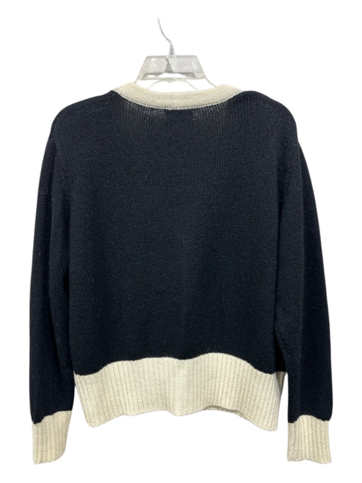 Simon Miller Size 1 Black & Cream Alpaca & Acrylic Rib Knit Trim Detail Cardigan Black & Cream / 1