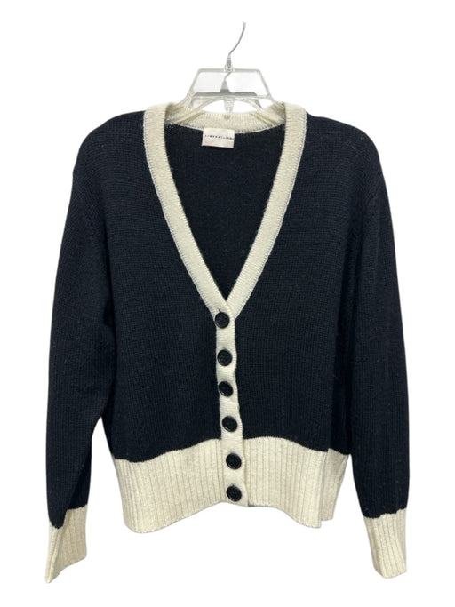 Simon Miller Size 1 Black & Cream Alpaca & Acrylic Rib Knit Trim Detail Cardigan Black & Cream / 1
