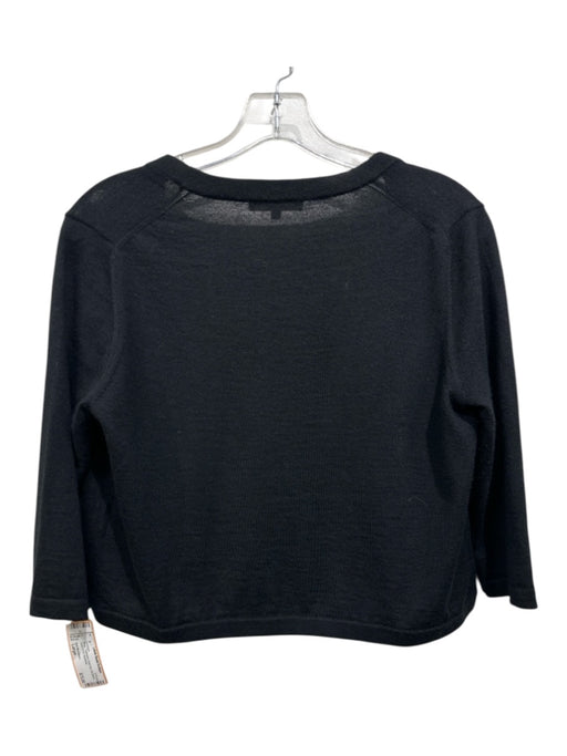 Ann Mashburn Size Large Black Cashmere Extra Fine 3/4 Sleeve Open Front Cardigan Black / Large