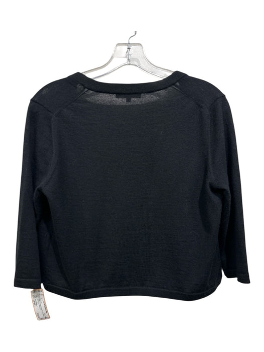 Ann Mashburn Size Large Black Cashmere Extra Fine 3/4 Sleeve Open Front Cardigan Black / Large