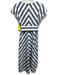 Ann Mashburn Size S Gray & White Cotton Cap Sleeve Diagnal Lines V Neck Dress Gray & White / S