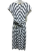 Ann Mashburn Size S Gray & White Cotton Cap Sleeve Diagnal Lines V Neck Dress Gray & White / S
