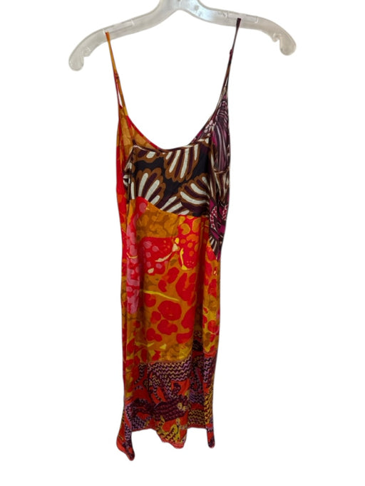 Farm Rio Size S Orange & Purple Rayon Blend Spaghetti Strap Cheetahs Maxi Dress Orange & Purple / S