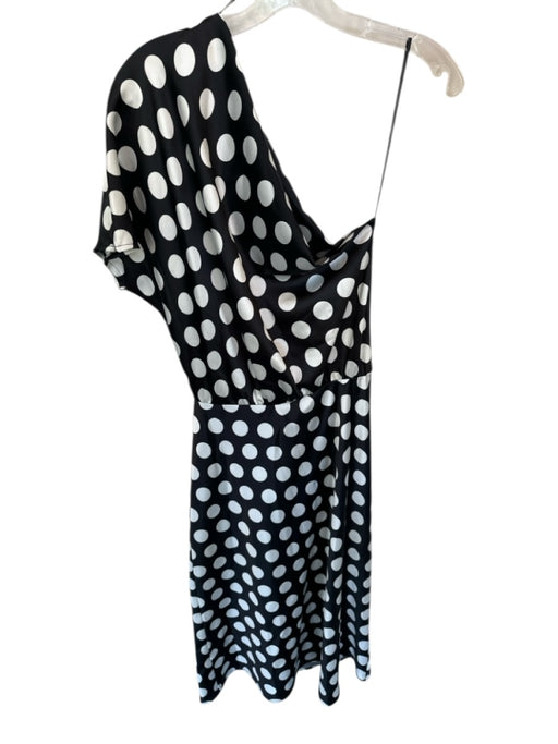 Renee C Size M Black & White Polyester Blend One Shoulder Polka Dot Midi Dress Black & White / M
