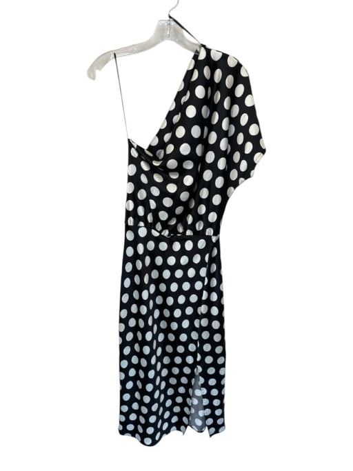Renee C Size M Black & White Polyester Blend One Shoulder Polka Dot Midi Dress Black & White / M