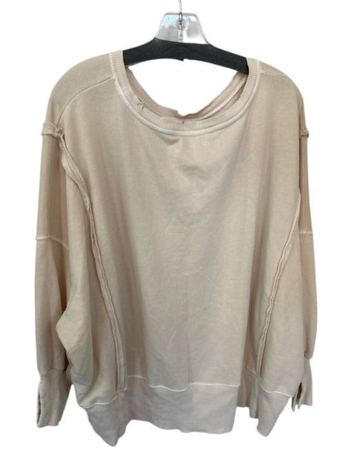 We The Free Size M Tan & Mauve Cotton Long Sleeve Heart distressed Sweatshirt Tan & Mauve / M